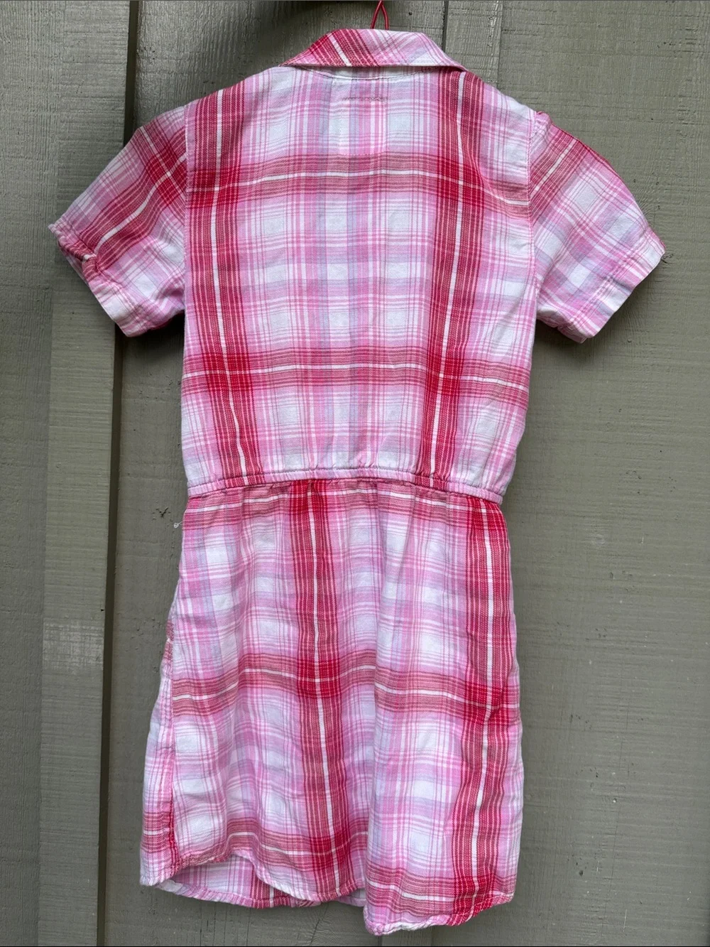 Levi's Pink and White Plaid Short-Sleeve Shirt Dress